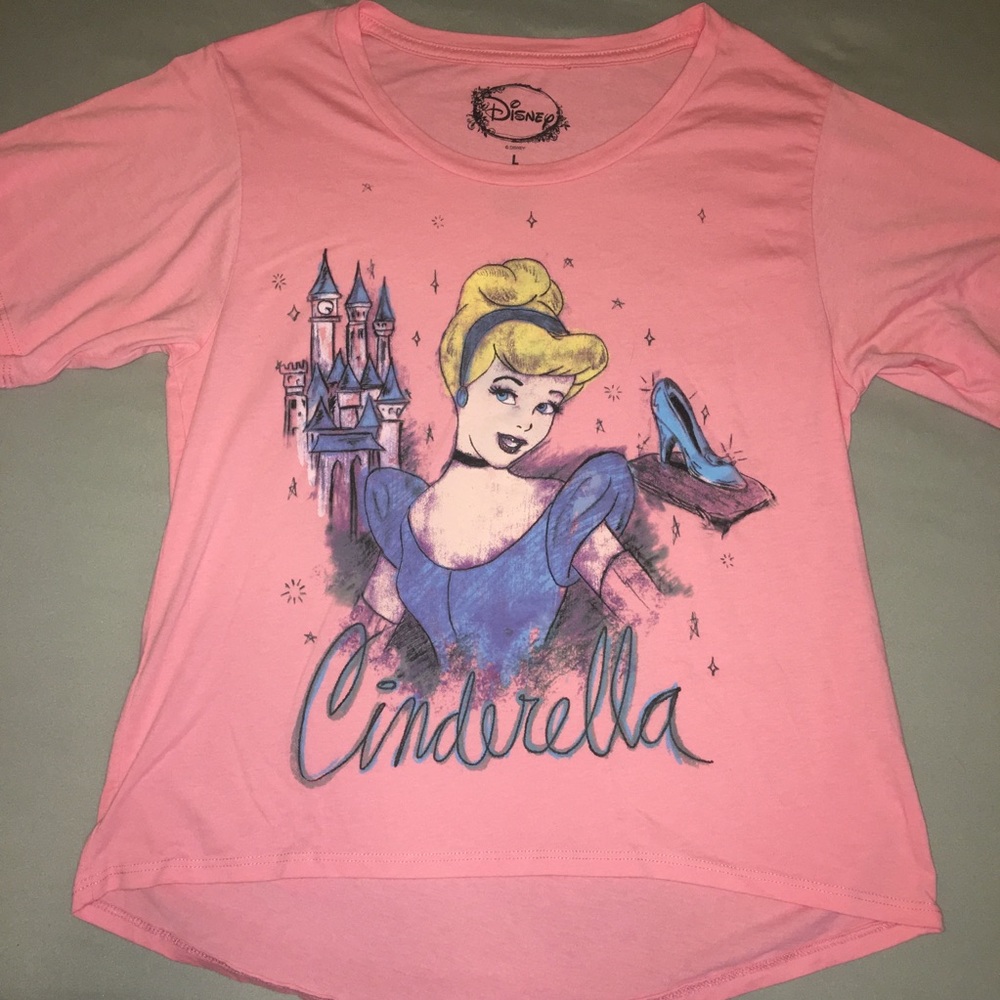 Disney Cinderella Large Pink Hi Lo Graphic Tee